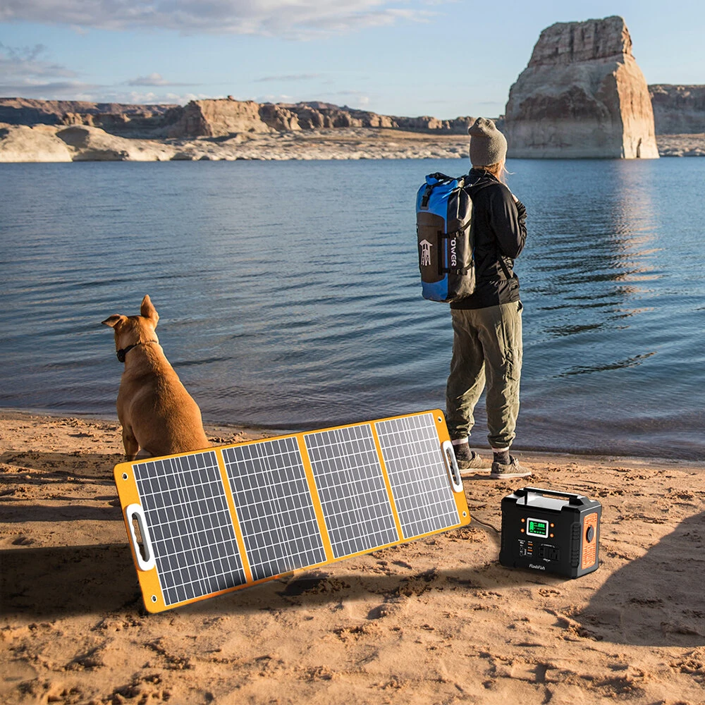 FlashFish TSP 18V 100W Foldable Solar Panel Portable Solar Charger DC/USB