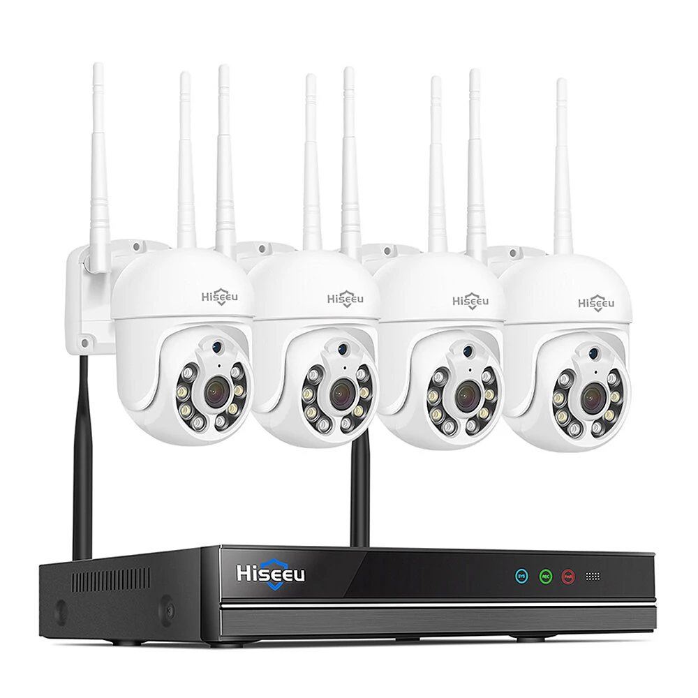 Hiseeu 3MP WiFi Camera Set Wireless PTZ Auto Tracking