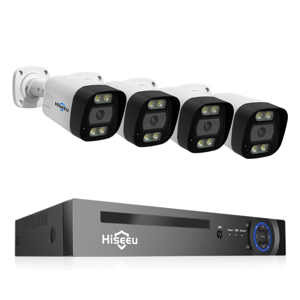 Hiseeu 8CH PoE Security CCTV Camera System Color Night Vision