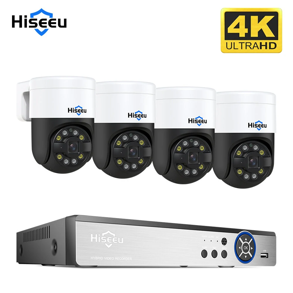 Hiseeu 16CH NVR 4MP/8MP PoE PTZ Surveillance Camera System