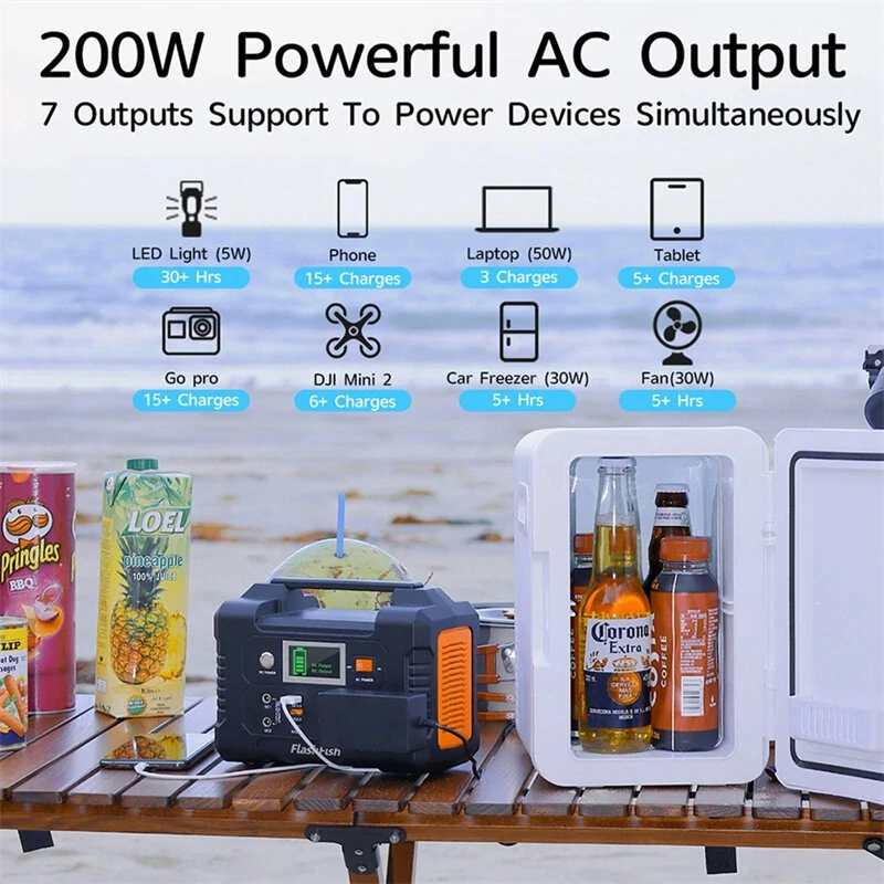 FlashFish E200 200W Portable Power Station + 18V 60W Foldable Solar Panel