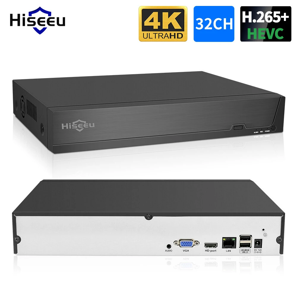 Hiseeu 4K 32CH NVR for CCTV Security Surveillance IP Camera H.265+