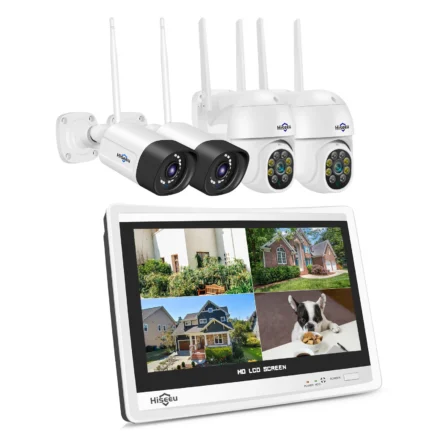 Hiseeu 4HC25 5MP 8CH Wireless CCTV Camera System with 12-inch Monitor