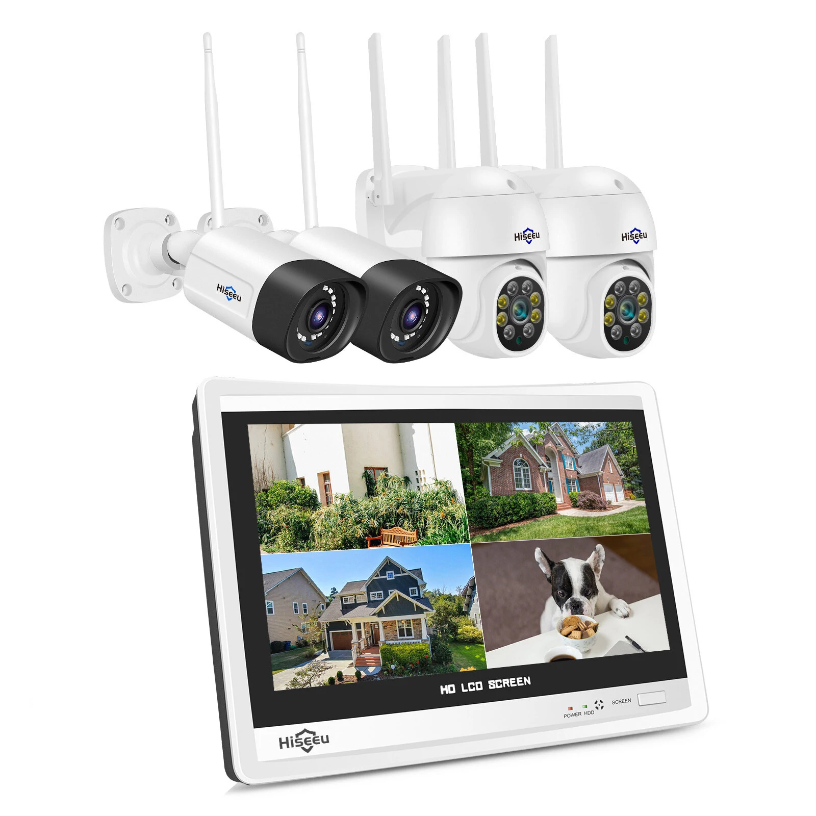 Hiseeu 4HC25 5MP 8CH Wireless CCTV Camera System with 12-inch Monitor