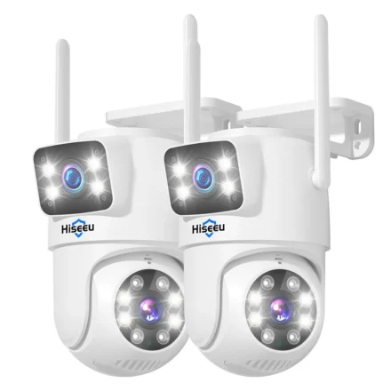 Hiseeu 2 Pack 6MP WIFI IP Camera Dual Lens PTZ Outdoor