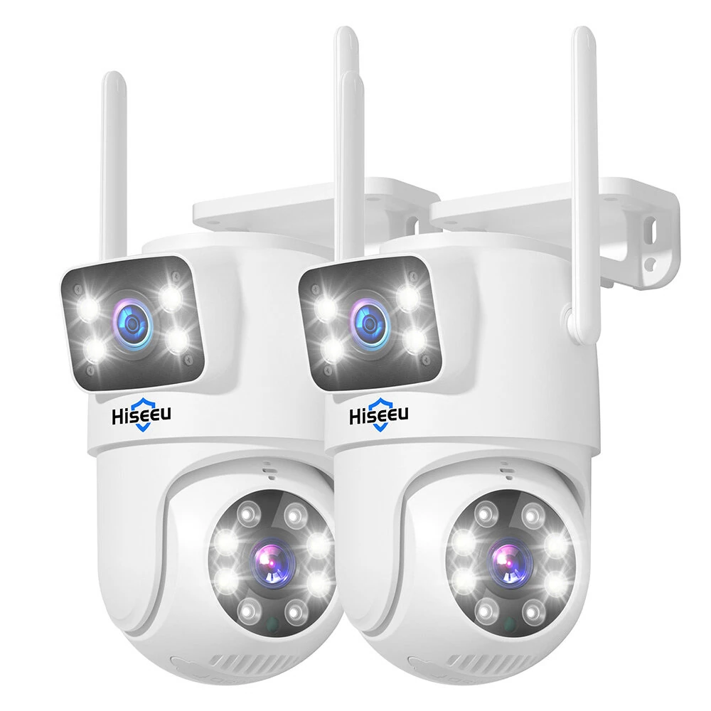Hiseeu 2 Pack 6MP WIFI IP Camera Dual Lens PTZ Outdoor