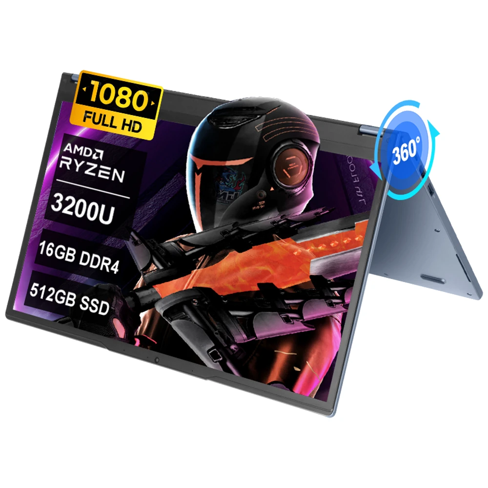 Ninkear YBOOK 15 2-in-1 Laptop 15.6 Inch AMD Ryzen 3 3200U 16GB 512GB SSD Touch