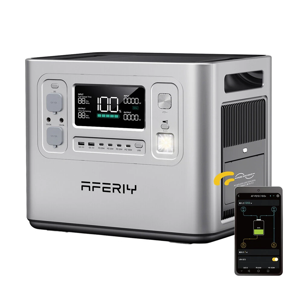 Aferiy P210 2400W 2048Wh LiFePO4 Power Station with Solar Panel