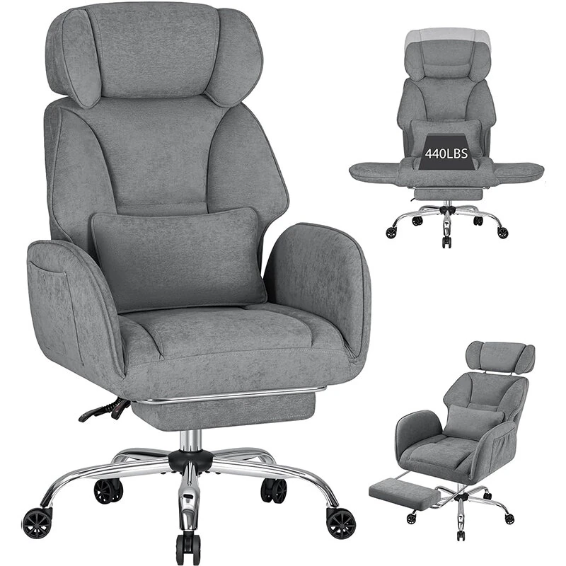 HOFFREE Criss Cross Office Chair with Footrest Adjustable Armrests and Headrest
