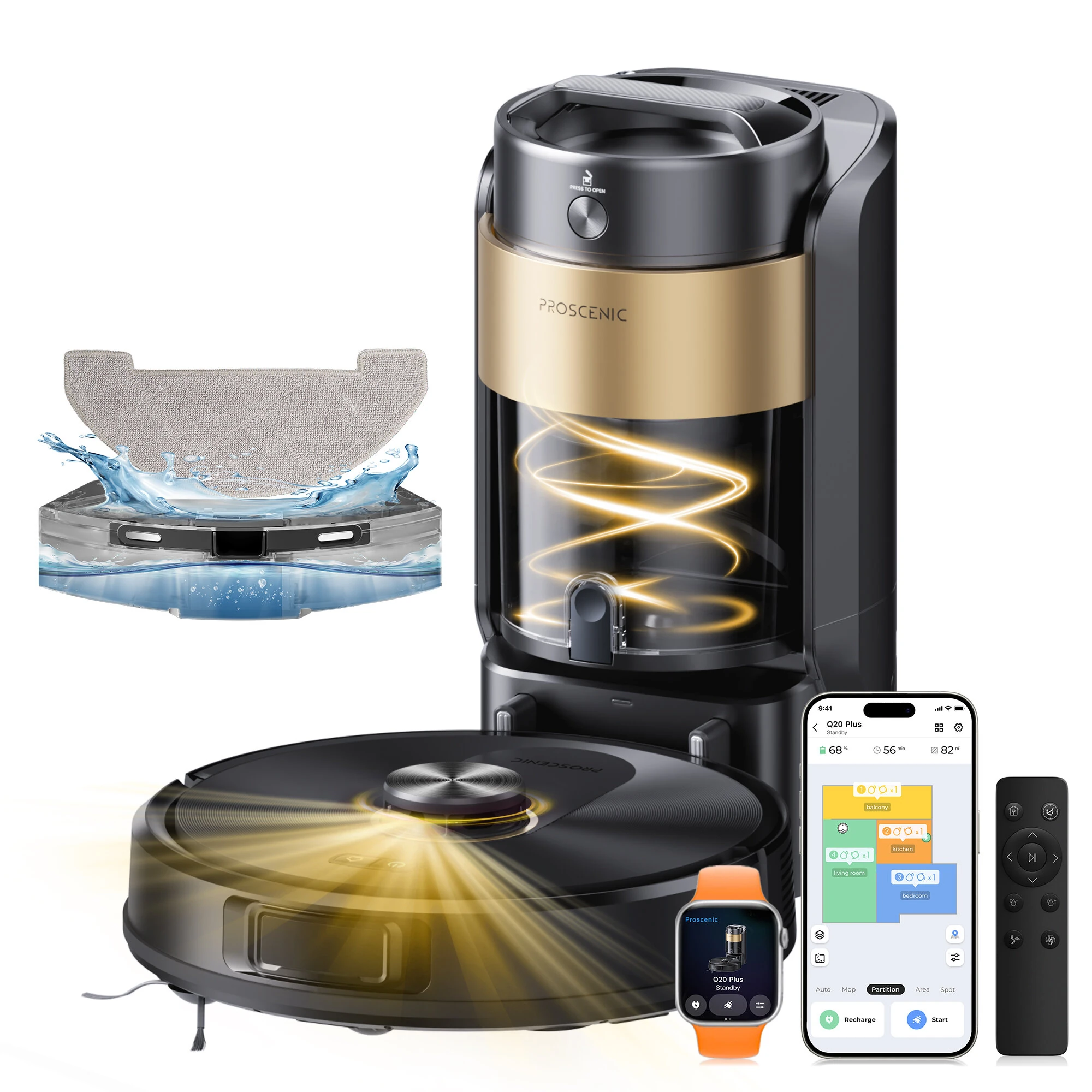 Proscenic Q20 Plus Robot Vacuum Cleaner with Mop 10000Pa LIDAR