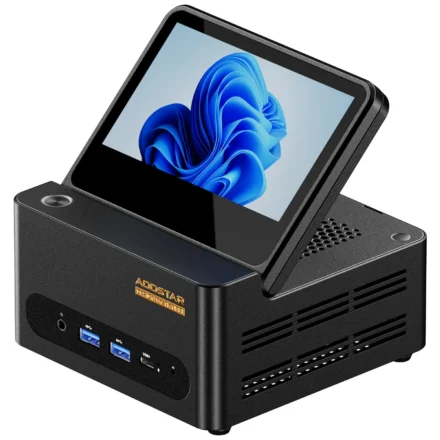 AOOSTAR G-FLIP Mini PC with 5 Inch Foldable Screen AMD Ryzen 7 H255 24GB 1TB