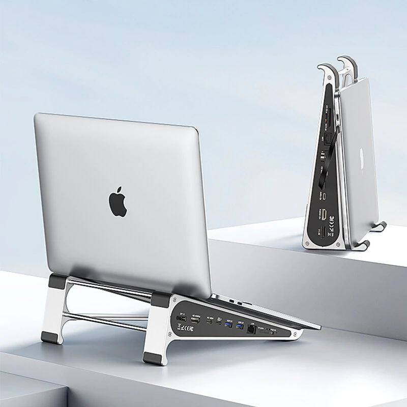 Blueendless Aluminum Laptop Stand Docking Station 4K 60Hz SD/TF USB3.0 100W PD