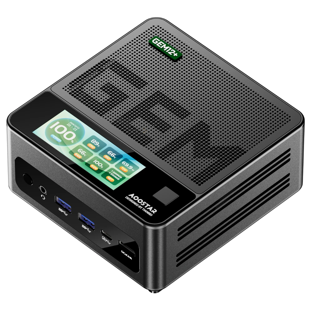 AOOSTAR GEM12+ Pro Mini PC 2.86 Inch Screen AMD Ryzen 7 Pro 8845HS