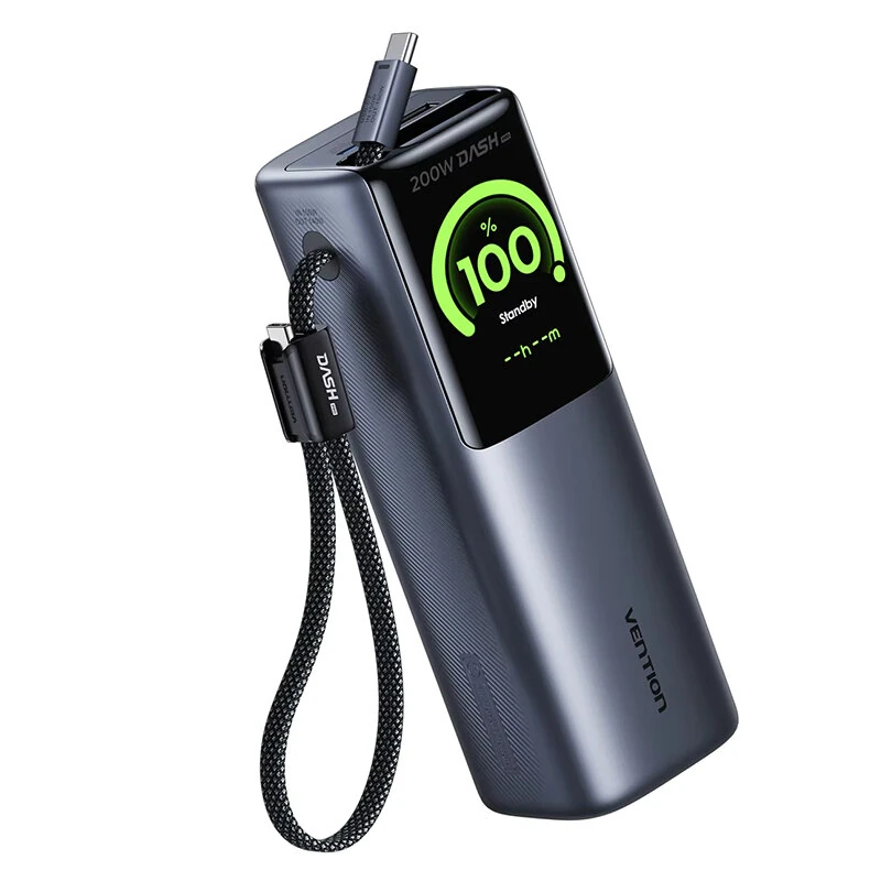Vention FKV 200W 25000mAh Smart Display Power Bank with 2 USB-C Cables