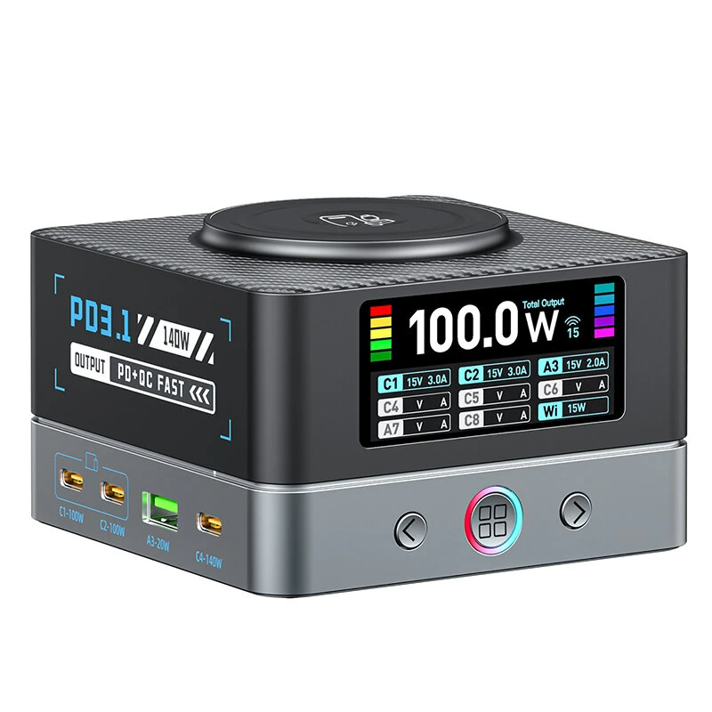 Bakeey WLX-R8A 200W 9-in-1 GaN Desktop Charger Station with Digital Display