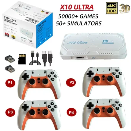X10 Ultra 128G 3D 4K Retro TV Game Stick with Quad Controller