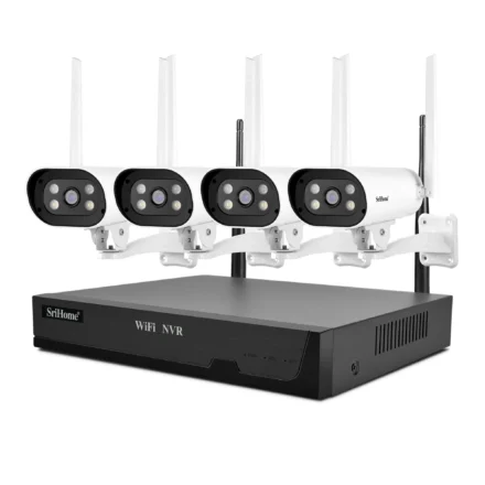 SriHome NVS001 1080P 4CH Camera NVR Kit Outdoor WiFi Two Way Audio