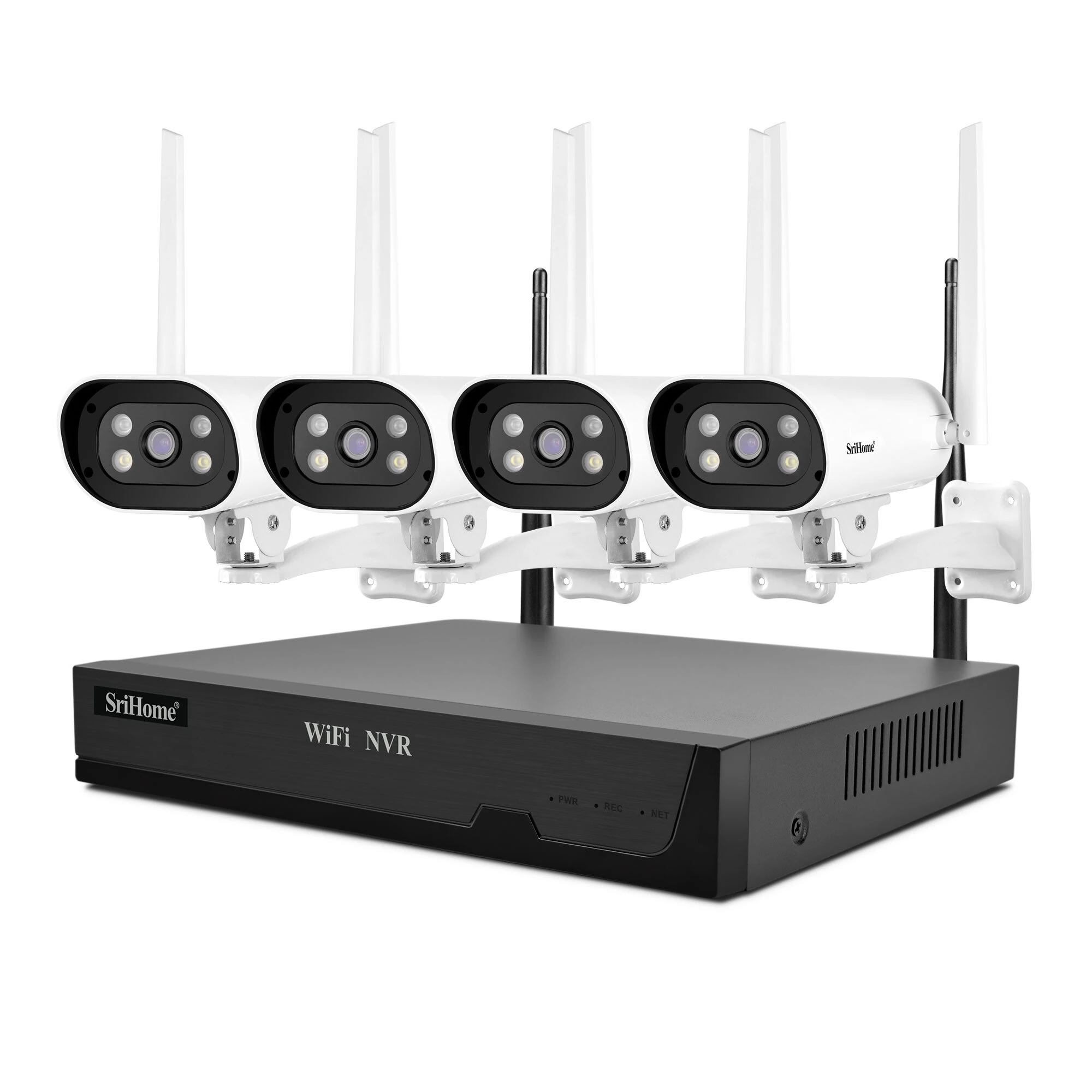 SriHome NVS001 1080P 4CH Camera NVR Kit Outdoor WiFi Two Way Audio