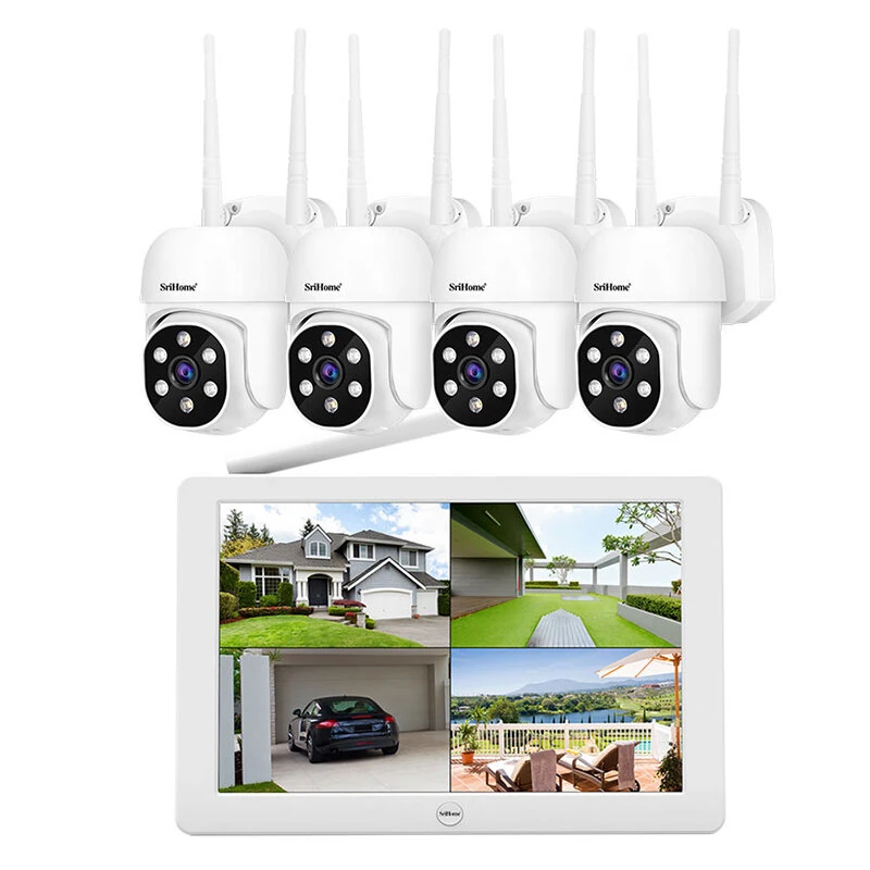 SriHome NVS009 10.1-Inch Screen Camera Kit 8CH WiFi NVR 1080P PTZ